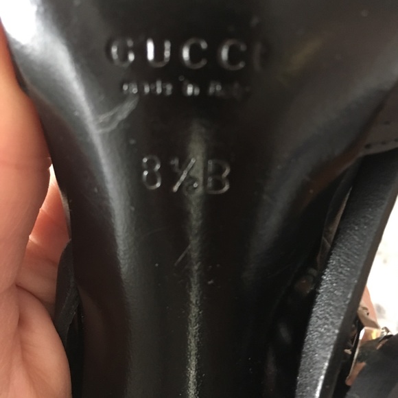 Gucci black double ankle strap w/ silver stilettos - Picture 7 of 7